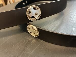 Black Genuine Leather Belt with 4 Texas Conchos Sizes 28, 30, 32, 38